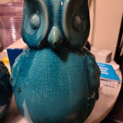 Teal Ceramic Owl 