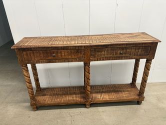 Rustic Wood Console Table with Two Drawers