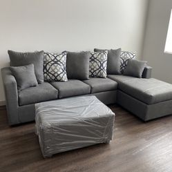 Grey Sectional With Ottoman ‼️new In Stock ‼️