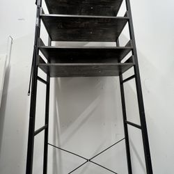 Over-the-Toilet Bathroom Storage Shelf – 4-Tier Black Metal & Wood