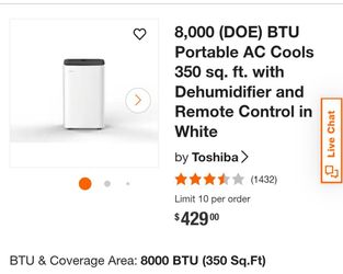 8000 to 12000 btuh PORTABLE AC