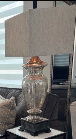 Mercury Glass Urn Table Lamp with Linen Shade