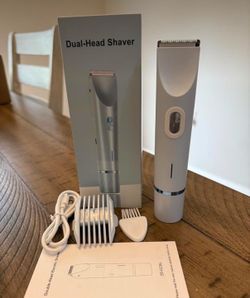 2-in-1 Electric Trimmer for Men, Dual Head Electric Razor, Waterproof Painless Bikini Shaver, Pubic Hair Trimmer for Private Area & Body Hair, Gifts f