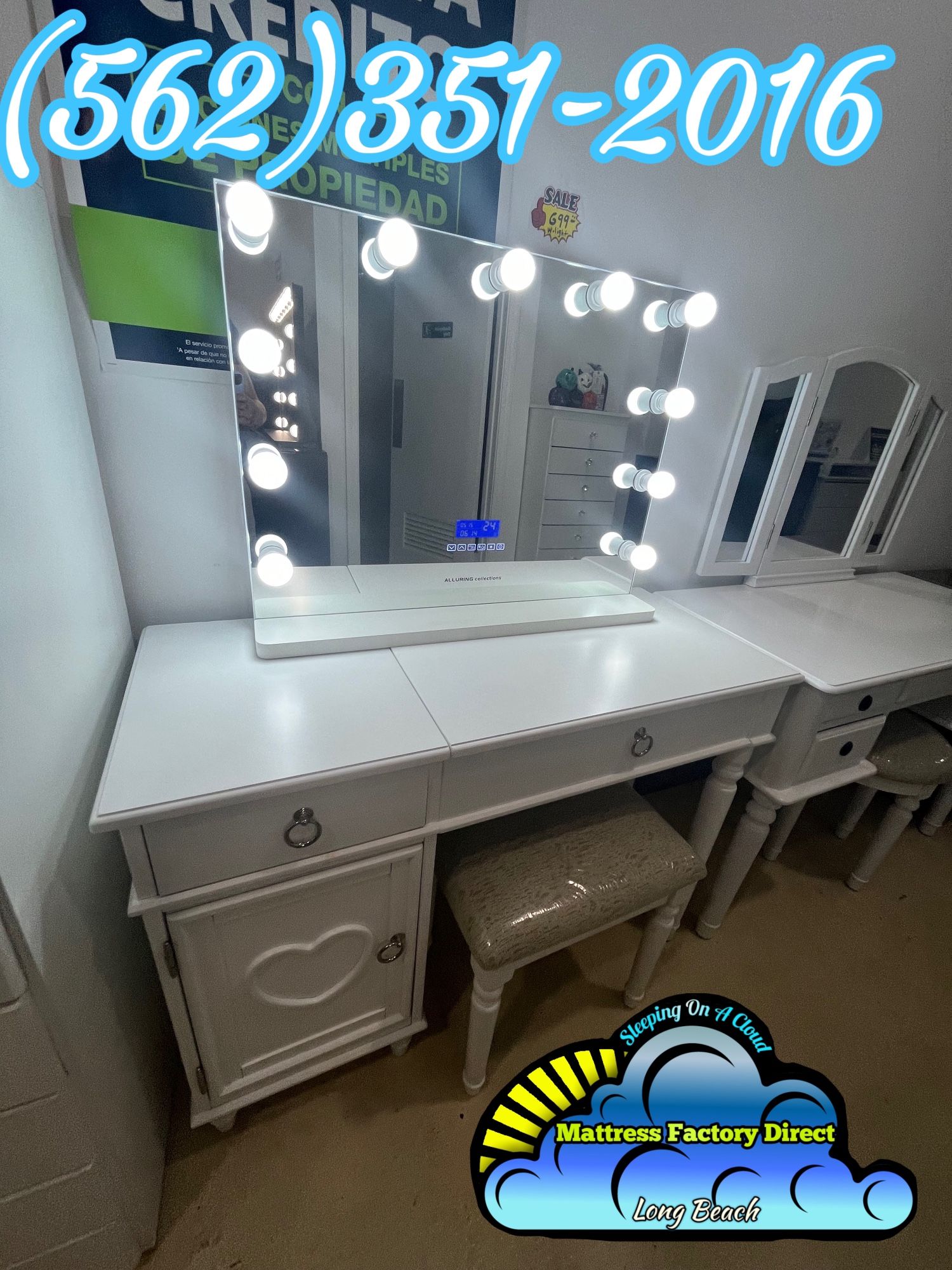 New White Vanity With Led Lights Brand New Desk Nuevo