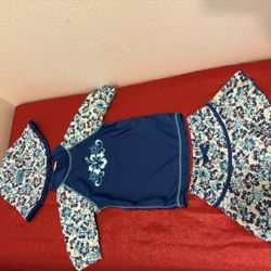 Kids Girls Bathing Suit Set With Hat - Size 4T - Simi Valley