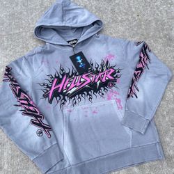 Grey Hellstar Flame Electricity Hoodie