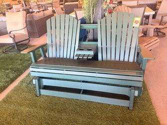 Adirondack Style Double Glider Bench with Cup Holders