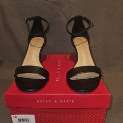 Black Ankle Strap Heels - Size 10