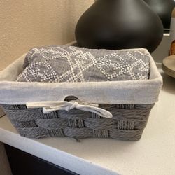 Shower Curtain And Matching Basket 