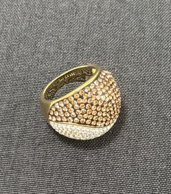 18k Yellow Gold & jewelry Bronze 2.00 Ctw Cognac And White Crystal Ring