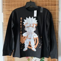 Gap Long Sleeve Boys Black T-Shirt With Naruto Design Size LG (10) NWT