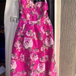 Pink floral prom dress. Never worn before size M