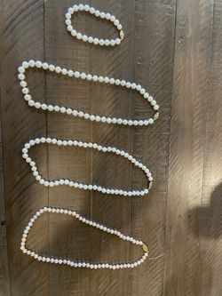 Vintage Pearls with Gold Clasp (3 Necklaces + 1 Bracelet)