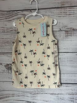 NWT Cat & Jack Cream Tank with Black Palm Print size 4/5