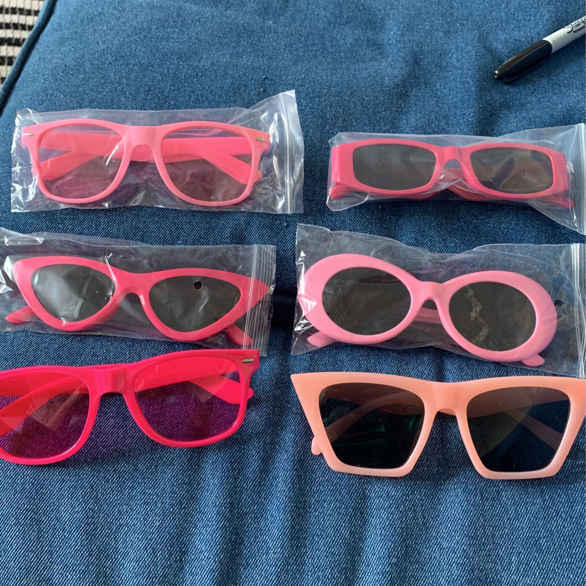 6 Pink Sunglasses Barbie Party Beach Wear 
