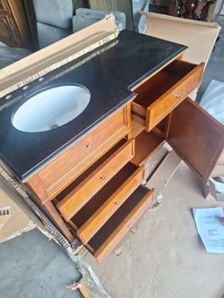 Bathroom Vanity 48" Vanity With Real Marble Top Black