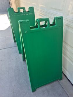 $100 for both// PLASTICADE SIGNICADE GREEN PORTABLE FOLDING SIDEWALK SIGN ///  2 available,  in very good condition