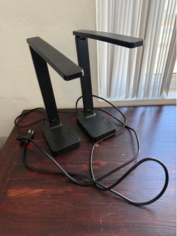 Drevet LED Desk Lamp Light with 1 USB Charging Port 2 AC Power Outlet, 3 Lighting Modes, 3 Level Brightness Touch Lamp Foldable Table Lamp