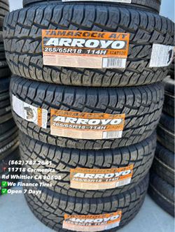 265/65R18 Arroyo A/T Todo Terreno New Set of Tires Installed and Balanced Set de Llantas Nuevas Instaladas y Balanceadas