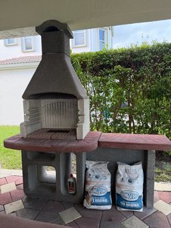 masonry charcoal BBQ grill / outdoor masonry barbecue