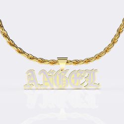 925 Sterling Silver Nameplate Pendant Name Necklace 