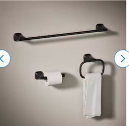 KOHLER 3 -Piece Rill Matte Black Decorative Bathroom Hardware Set Towel Bar, Toilet Paper Holder, Towel Ring Included