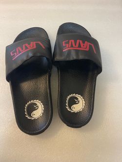 Vans x Spitfire Slide On Sandals Black Red Men Size 8 Yin Yang Swirl Slides Rare