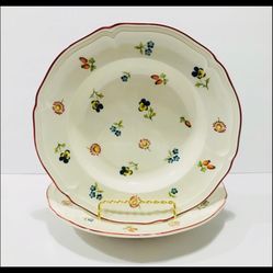 VILLEROY & BOCH Petite Fleur Rimmed Set of 2 Soup Bowls 8”.