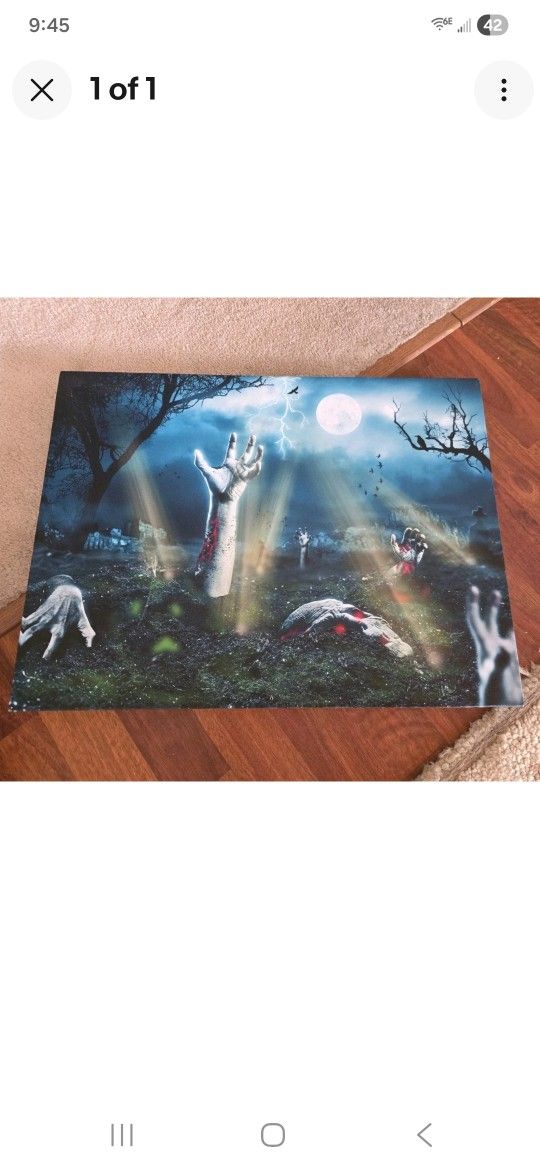 HALLOWEEN π GRAVEYARD CANVAS LIGHTS UP WITH SOUND