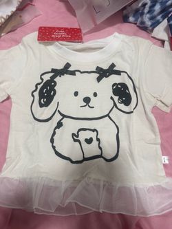 Girls Cute Bear Graphic Ruffle Hem Top