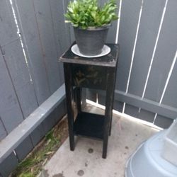 Plant With Antique Table The Table Is W O O D Both For $20