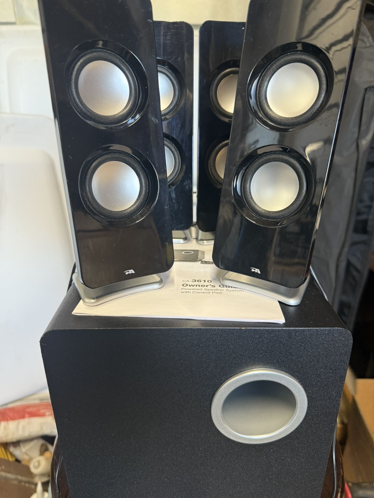 Cyber Acoustics CA-3610 2.1 Powered Speaker System - Subwoofer + 4 Satellite Speakers + Control Pod