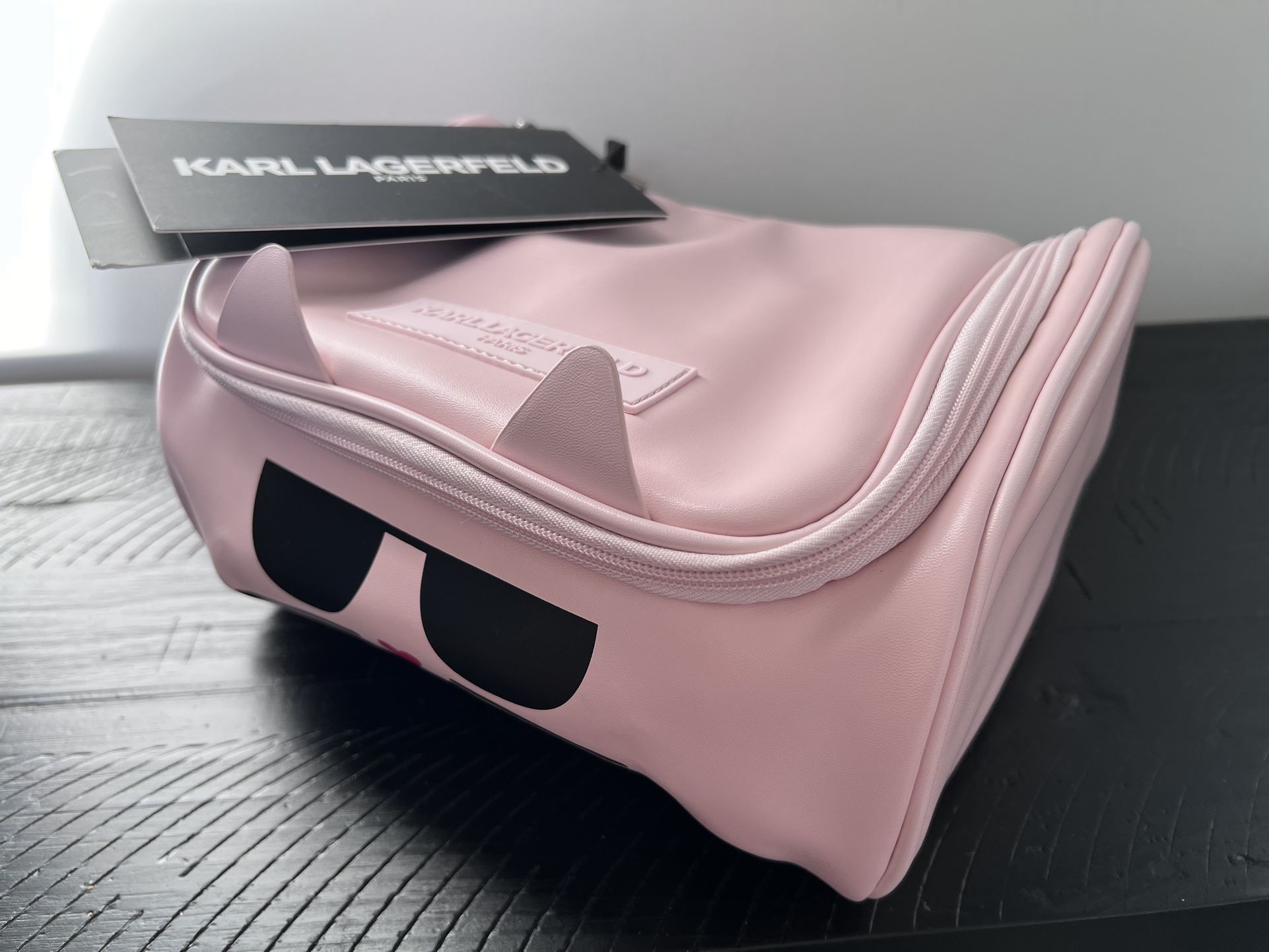 Karl Lagerfeld Maybelle Kat Pink Toiletry Makeup Bag RARE
