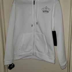 Super Cute White Zip Up Hoodie With Bling