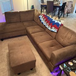 L-Shaped Couch + Opening Ottoman