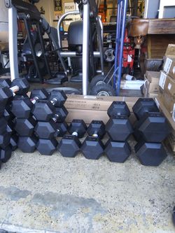 Rubber hex dumbbells