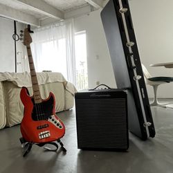 Bass Guitar Sire Marcus Miller Made In Mexico / Rocket Bass 50watts / Leather Belt / Rigid Case / Tripod .