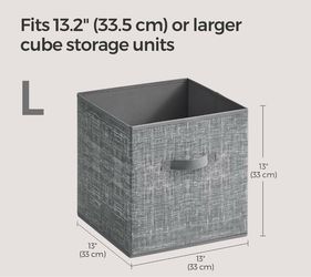 SONGMICS 13" Storage Cubes Foldable Non-Woven Fabric Bins w/ Double Handles Set of 8 - Gray