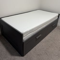 Daybed with 2 drawers/2 mattresses, gray/Åsvang medium firm