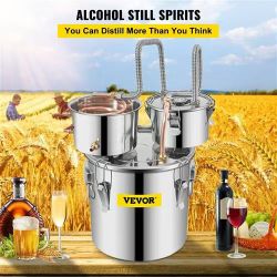 572^Alcohol Still 8GAL/30L, Alcohol Distiller with Thumper Keg, Distillery Kit for Alcohol with Copper Tube & Build-in Thermometer & Water Pump
