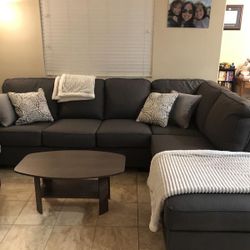 Dark Gray McDade 90”x114” 2pc Modern Sectional Sofa by Living Spaces