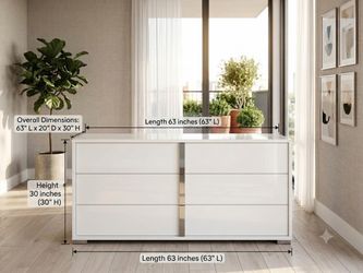 White Gloss 6-Drawer Double Dresser