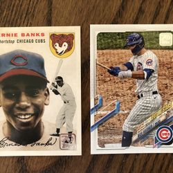 Topps 2021 Ernie Banks and Nico Hoerner card