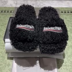 Balenciaga furry slides