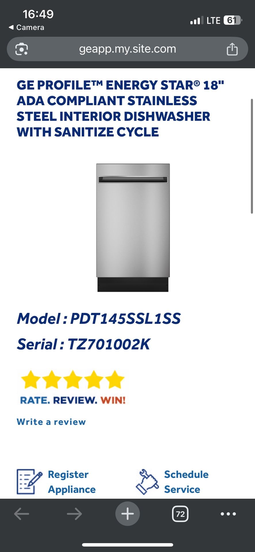 New GE Profile Dishwasher
