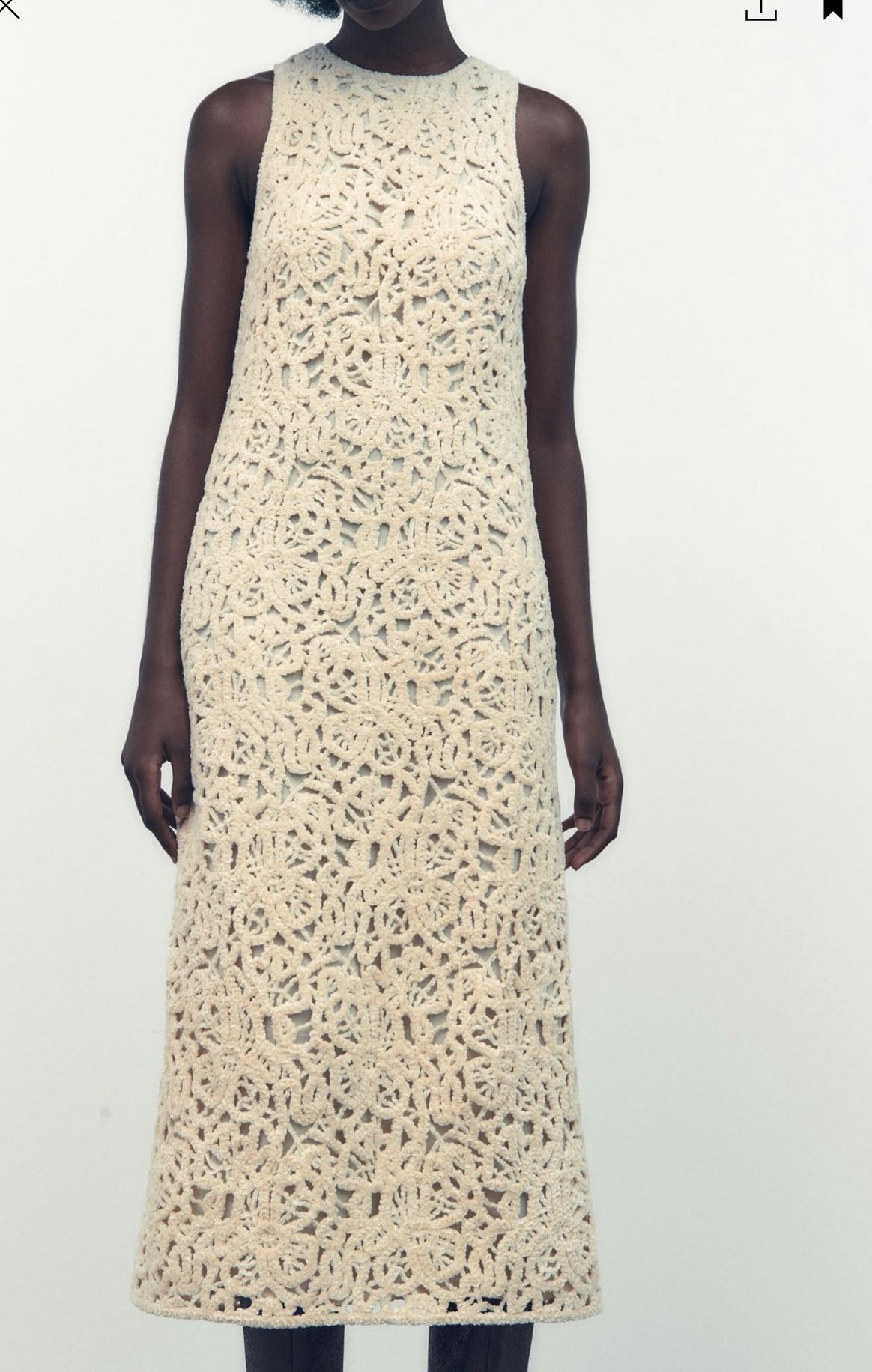 New Zara MACRAME KNIT MIDI DRESS Size Large - cruiseboatoman.com