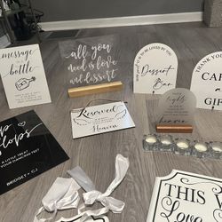Wedding Signs: Dessert Signs, Card Sign, Guest Book Sign, Flip Flop Sign, Memory Table Sign & Candles