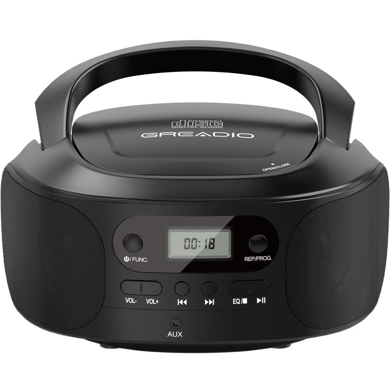 CD Boombox Player with AUX Input, Portable Boombox Player with Good Sound, CD/C D-R/C D-RW Compatible, Programmable, Battery/Type-C Operated,Digital P