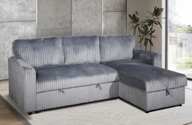 Grey Corduroy Sectional Sofa
