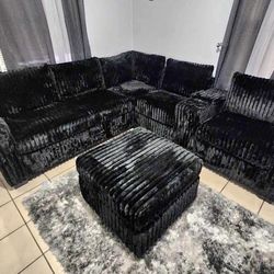 🛋️ NEW!! USB Sectional Corduroy Grey/Black/Brown  L Shaped Sofa STILL IN 📦 🛋️